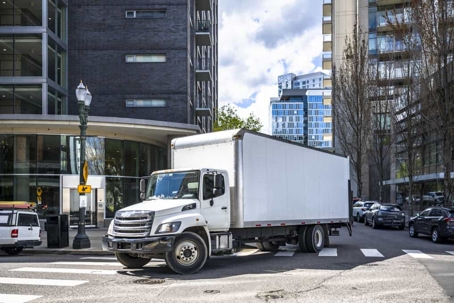 White Box Truck in City